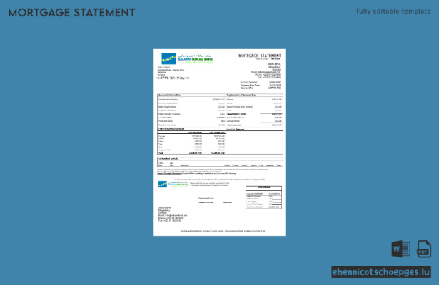 Somali Salaam Somali Bankhypothekenauszug in Word- und PDF-Formaten – Beispielvorschau